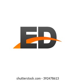 ED initial overlapping swoosh letter logo black orange