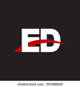 ED initial overlapping swoosh letter logo white red black background