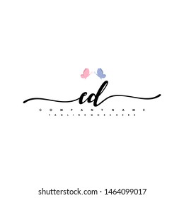 ED initial signature logo. handwriting logo template vector,