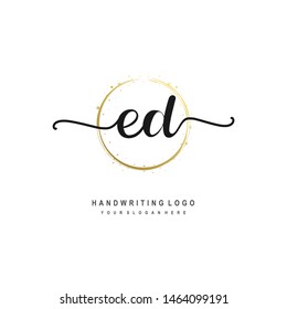 ED initial signature logo. handwriting logo template vector,