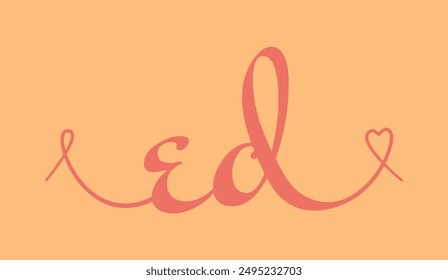 ED initial wedding monogram calligraphy vector illustration. Hand drawn lettering e and d love logo design for valentines day poster, greeting card, photo album, banner print or tattoo.
