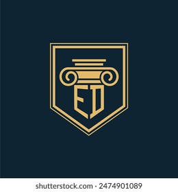 ED Initials Law Firm Logo Lawyer logo with creative law element