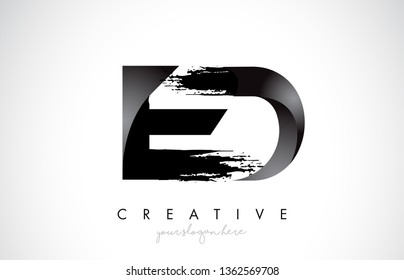 ED Letter Design with Brush Stroke and Modern 3D Look Vector Illustration.