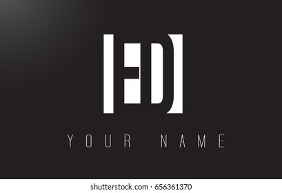 ED Letter Logo With Black and White Letters Negative Space Design.