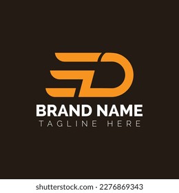 Diseño con logotipo de carta ED con tipografía moderna creativa y colores marrones.