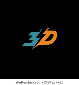 ED Letter Logo Design With Lighting Thunder Bolt