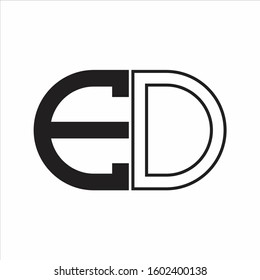 ED Letter logo monogram with oval shape negative space design template white background