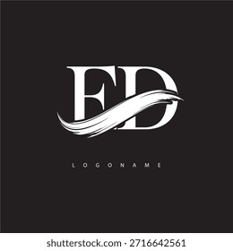 ED Letter Monogram Logo with Brush Stroke for Modern Brand Identity