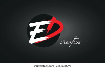 ED Letters Brush Paint Logo icon, Elegant Vector Design