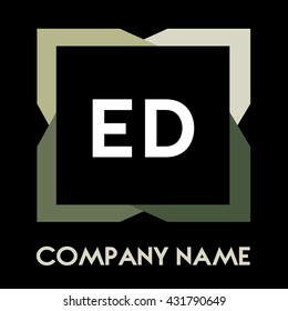 ED letters business logo creative  icon design template elements in abstract background logo, design identity in square with four colors, modern alphabet letters