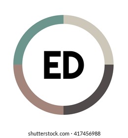 ED letters, four colors in abstract background logo, design identity in circle, alphabet letter