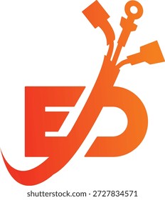 Design do logotipo ED. Design do logotipo da tomada. Design do logotipo do cabo. Design do logotipo DE