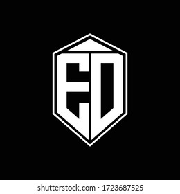 ED logo monogram with emblem shape combination tringle on top design template
