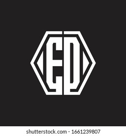 ED Logo monogram with hexagon line rounded design template