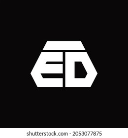 Monograma del logotipo ED con plantilla de diseño de estilo de forma octagón sobre fondo negro
