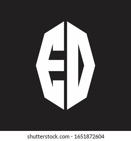 Monograma ED con logotipo con plantilla de diseño de estilo de cinta octagonal