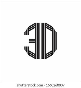 ED Logo monogram outline style linked isolated on white background