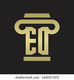 ED Logo monogram with pillar style design template with gold colors