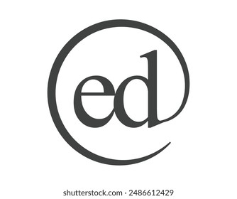 ED logo from two letter with circle shape email sign style. E and D round logotype of business company for brand identity.