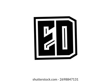 ED Modern Monogram Logo Design with Bold Geometric Shape and Minimal Frame.