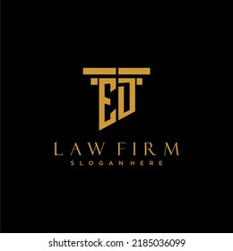 ED monogram initial logo for lawfirm with pillar design svg