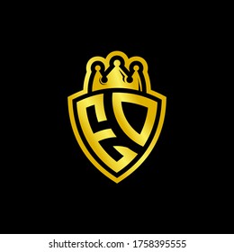 ED monogram logo with shield and crown style design template isolated on black background