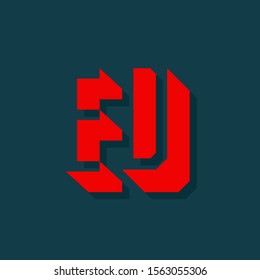 ED monogram logo.Typographic icon with letter e and letter d.Geometric lettering icon.Red alphabet initials isolated on dark background.Modern,web,tech style sign for company branding.