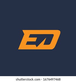 Logo de ED monogram.Icono tipográfico con letra e y letra d.Icono de letra d.Lettering.Iniciales alfabetas aisladas en fondo oscuro.Caracteres modernos, corporativos, web, de estilo tecnológico para la marca de la empresa.
