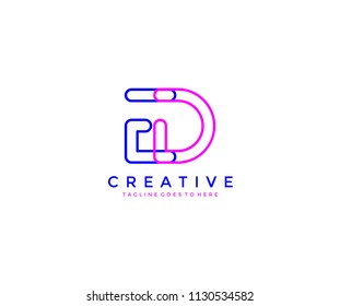 ED Outline Letter Modern Techno Logo Design