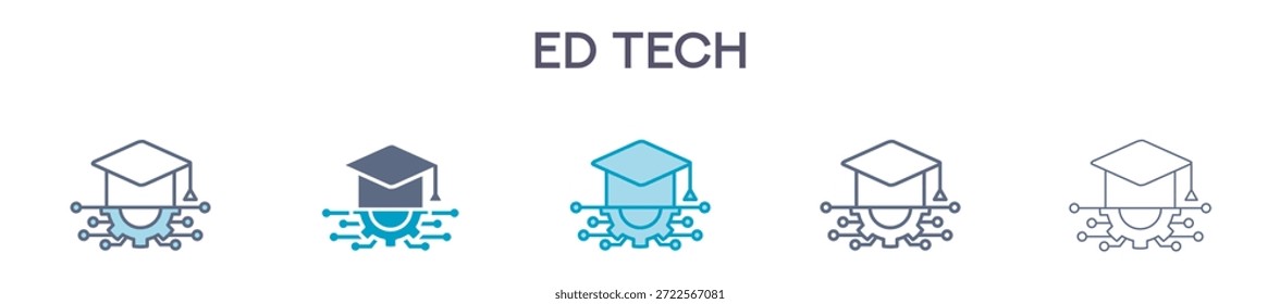 Ed Tech Element Para Diseño Gráfico - Estilos Múltiples. Ilustración vectorial De Dos Colores Y Negro. Los Diseños Múltiples De Los Iconos Se Pueden Utilizar Para El Móvil, Ui, Web