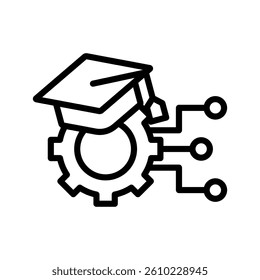 Ed Tech Line Vector Illustration On White Background.