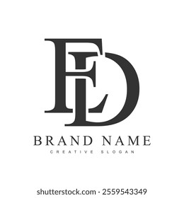 ED trendy logotype template. Initial letter e and d classic font style. Creative logo for company name or identity. Vector illustration.