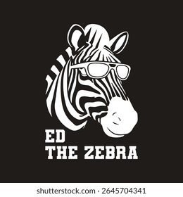ED The Zebra T-shirt Design Vector, Cool zebra wearing sunglasses, Funny Animal Tee Shirt.