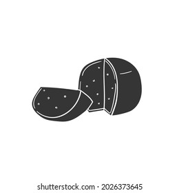 Edam Cheese Icon Silhouette Illustration. Ball Food Vector Graphic Pictogram Symbol Clip Art. Doodle Sketch Black Sign.