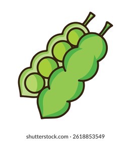 edamame bean icon with colored style