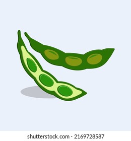 Edamame Glycin Max Icon Vector Illustration, A Young Soybean Still In A Pea