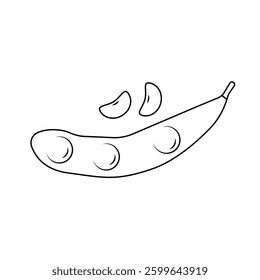 Edamame Outline Icon Illustration on White Background