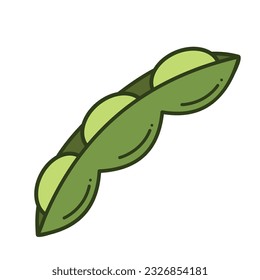 Edamame young green soy beans peas vegetable vector icon colored isolated on square white background. Simple flat cartoon vegetable healthy natural food ingredients drawing.