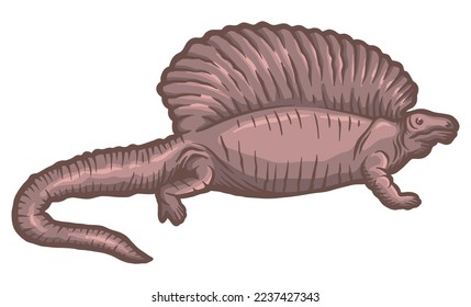 Dinosaurio Edaphosaurus - ilustración vectorial a mano