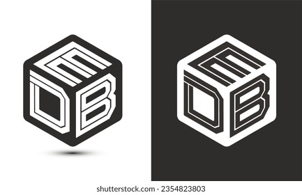 EDB letter logo design with illustrator cube logo, vector logo modern alphabet font overlap style. Premium Business logo icon. White color on black background