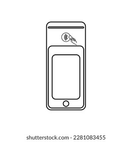 EDC Electronic Data Capture Device icon, touchscreen mini ATM machine outline vector illustration in trendy style. Editable graphic resources for many purposes.