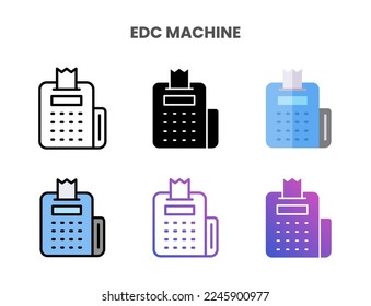EDC Machine icons vector illustration set line, flat, glyph, outline color gradient. Great for web, app, presentation and more. Editable stroke and pixel perfect.