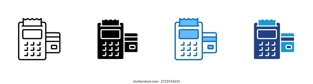 EDC Payment Multiple Style Icon Design Vector - card inserted in a EDC machine, representing secure retail transaction or checkout processing