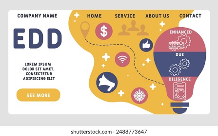 EDD - enhanced due diligence acronym. business concept background. vector illustration concept with keywords and icons. lettering illustration with icons for web banner, flyer, landing pag