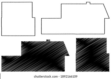 Eddy and Cibola County, New Mexico (U.S. county, United States of America, USA, U.S., US) map vector illustration, scribble sketch map