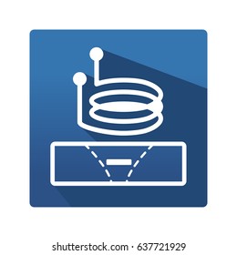 Eddy current pictogram. Science and studies flat icon. Industrial icon in trendy flat style on blue background. Eddy current symbol for your web site design, logo, app. Vector illustration, EPS10