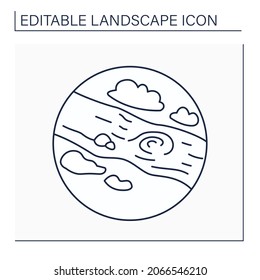 Eddy line icon. Circular movement of water in a river. Small whirlpool.Landscape concept.Isolated vector illustration. Editable stroke