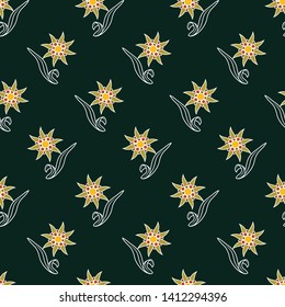 Edelweiss. Botanical pattern with edelweiss flowers. Pattern based on the logo