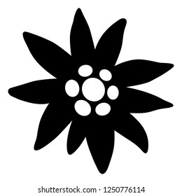 Edelweiss icon, black and white, vector