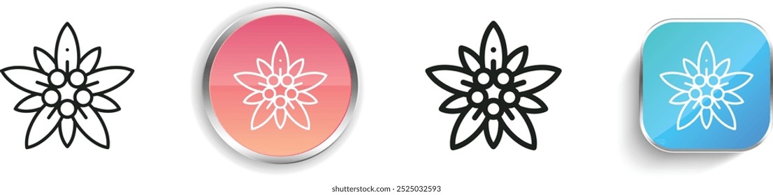 edelweiss icon. Thin Linear, Regular and Button Style Design Isolated On White Background
